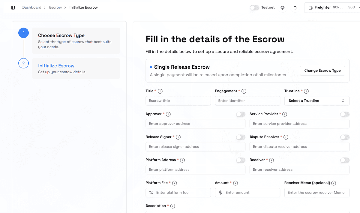 Trustless Work dApp screenshot